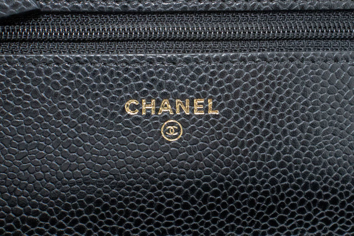 CHANEL Grained Calfskin Wallet On Chain WOC Sort Skuldertaske aa4 hannari-shop