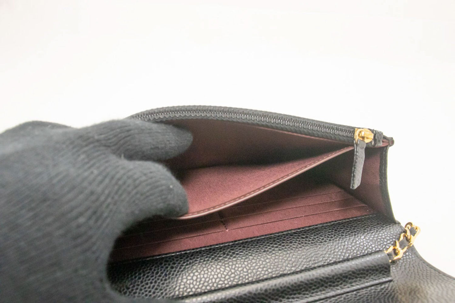 CHANEL Grained Calfskin Wallet On Chain WOC Sort Skuldertaske aa4 hannari-shop