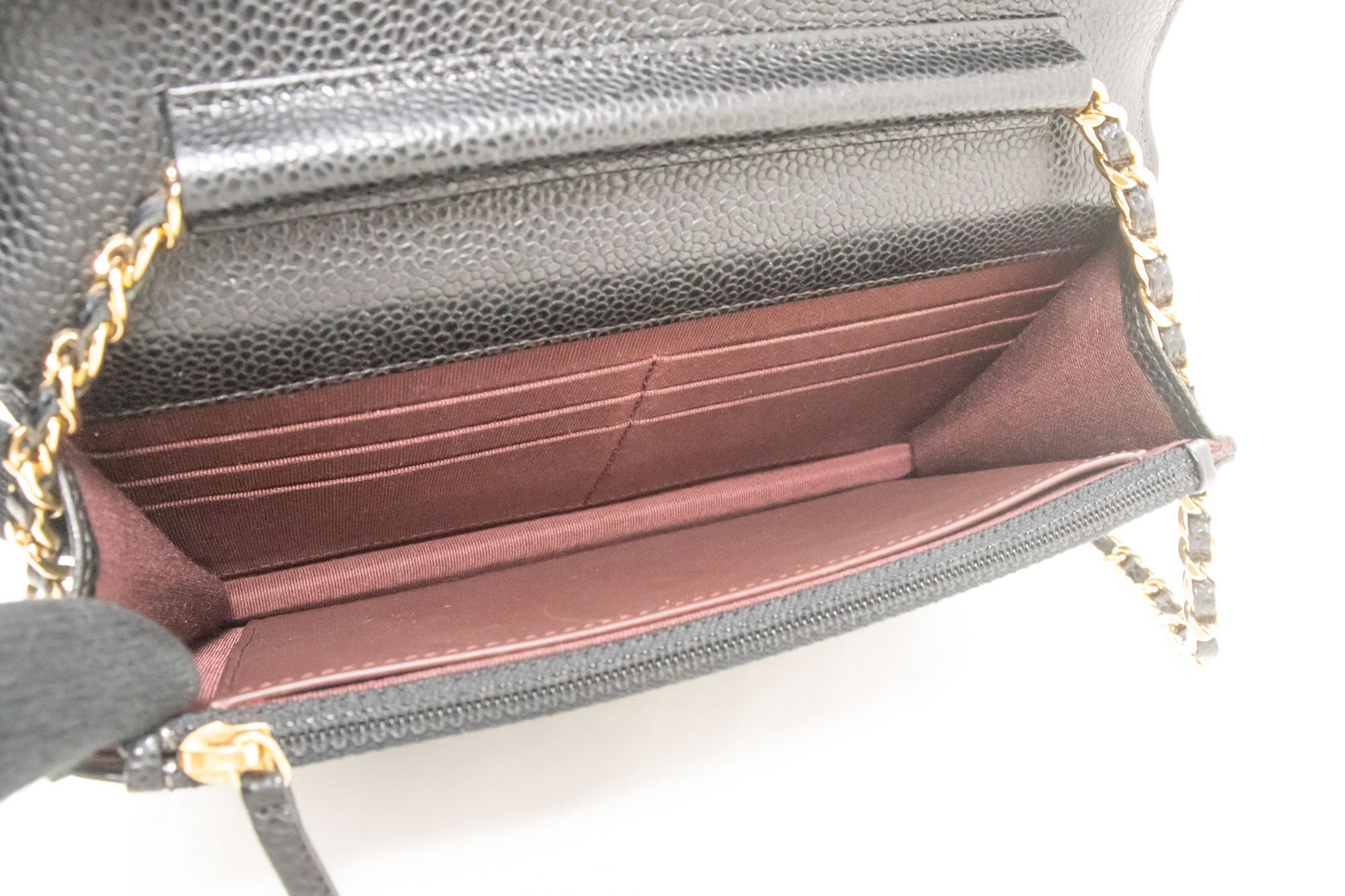 CHANEL Grained Calfskin Wallet On Chain WOC Sort Skuldertaske aa4 hannari-shop