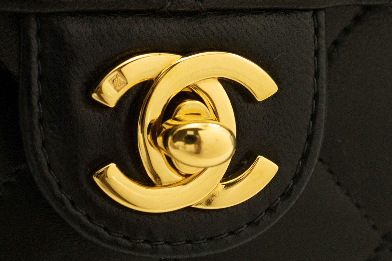 CHANEL skuldertaske med kæde, clutch, sort quiltet flap i lammeskind, taske aa2 hannari-shop