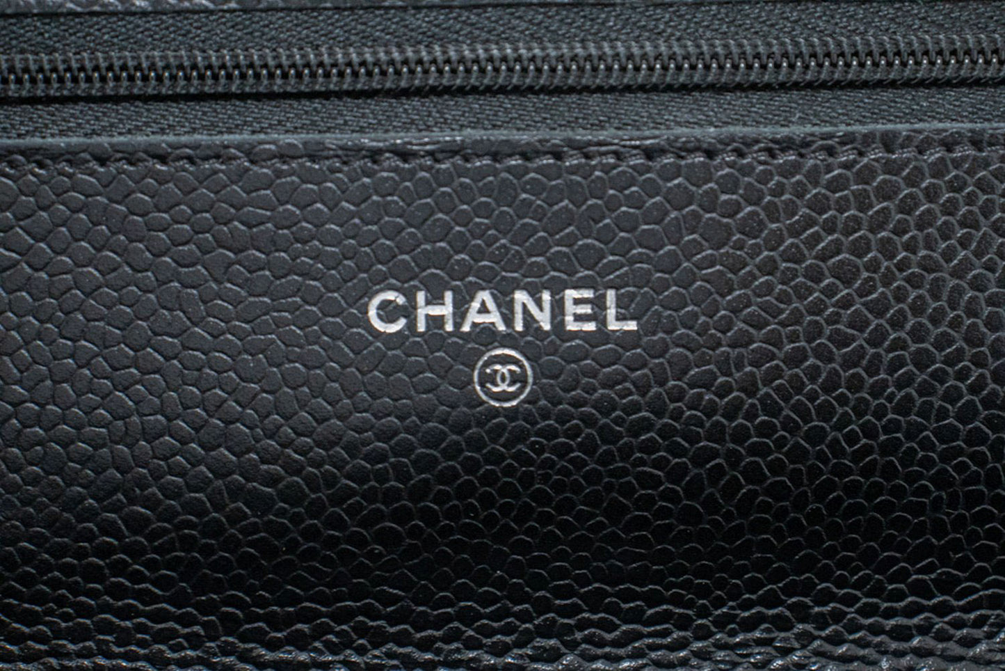 CHANEL Grained Calfskin Wallet On Chain WOC Sort Skuldertaske SV aa3 hannari-shop