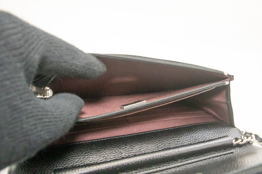 CHANEL Grained Calfskin Wallet On Chain WOC Sort Skuldertaske SV aa3 hannari-shop