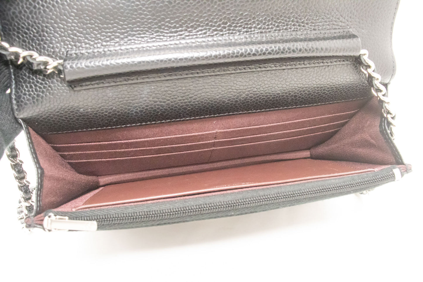 CHANEL Grained Calfskin Wallet On Chain WOC Sort Skuldertaske SV aa3 hannari-shop