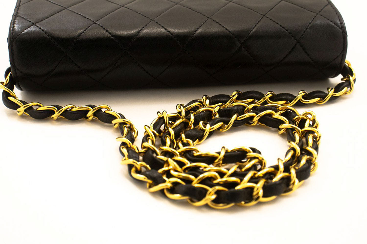CHANEL Full Flap Small Chain Schoudertas Clutch Zwart Gequilt ab7 hannari-shop