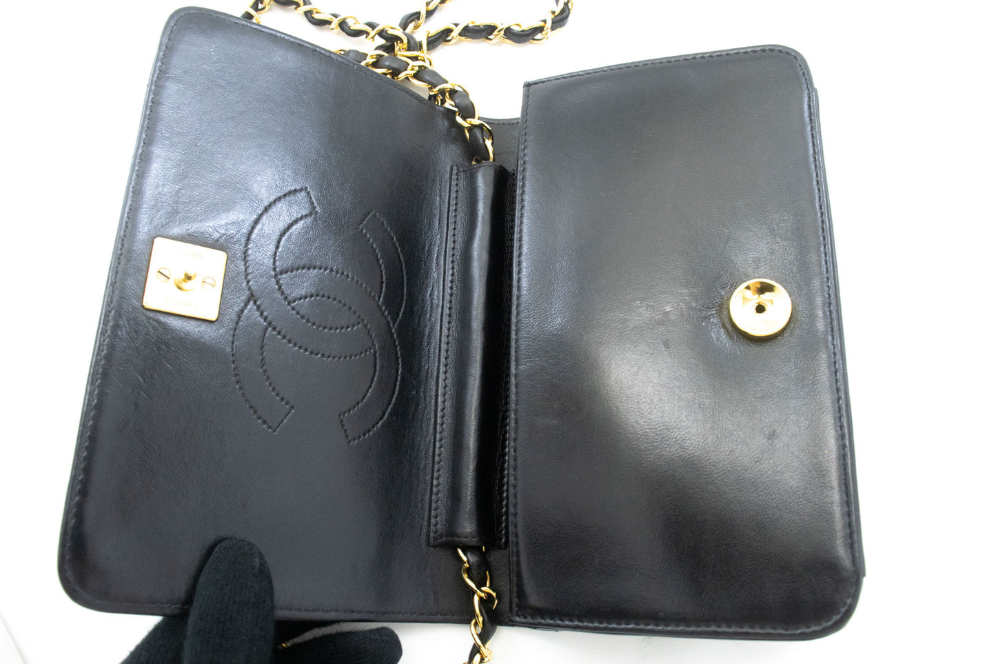 CHANEL Full Flap Small Chain Schoudertas Clutch Zwart Gequilt ab7 hannari-shop