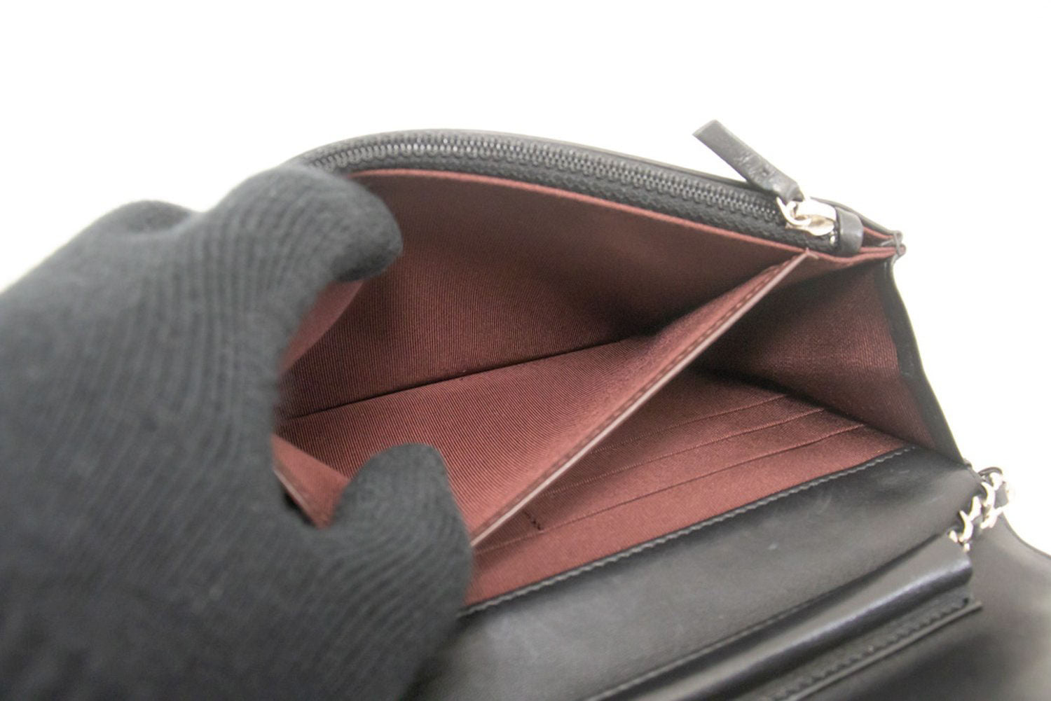 Sac à bandoulière CHANEL Black Classic Wallet On Chain WOC en agneau ab8 hannari-shop