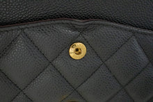 CHANEL Classic Large 11" Chain Shoulder Bag W Flap Black Caviar L66