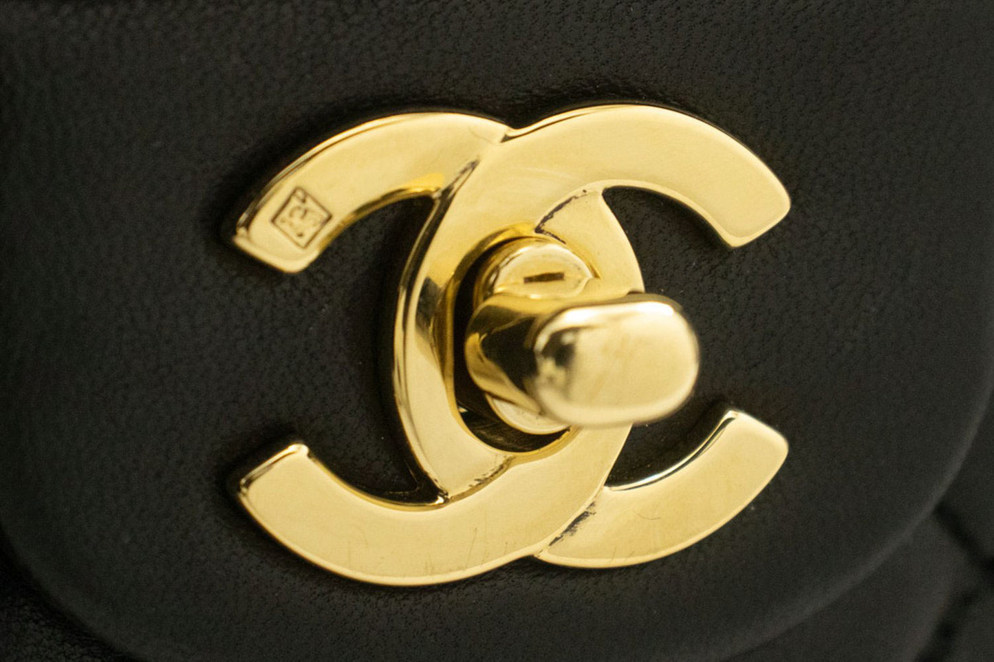 CHANEL Classic Double Flap 10" Chain Schoudertas Zwart Lamsleer ac9 hannari-shop