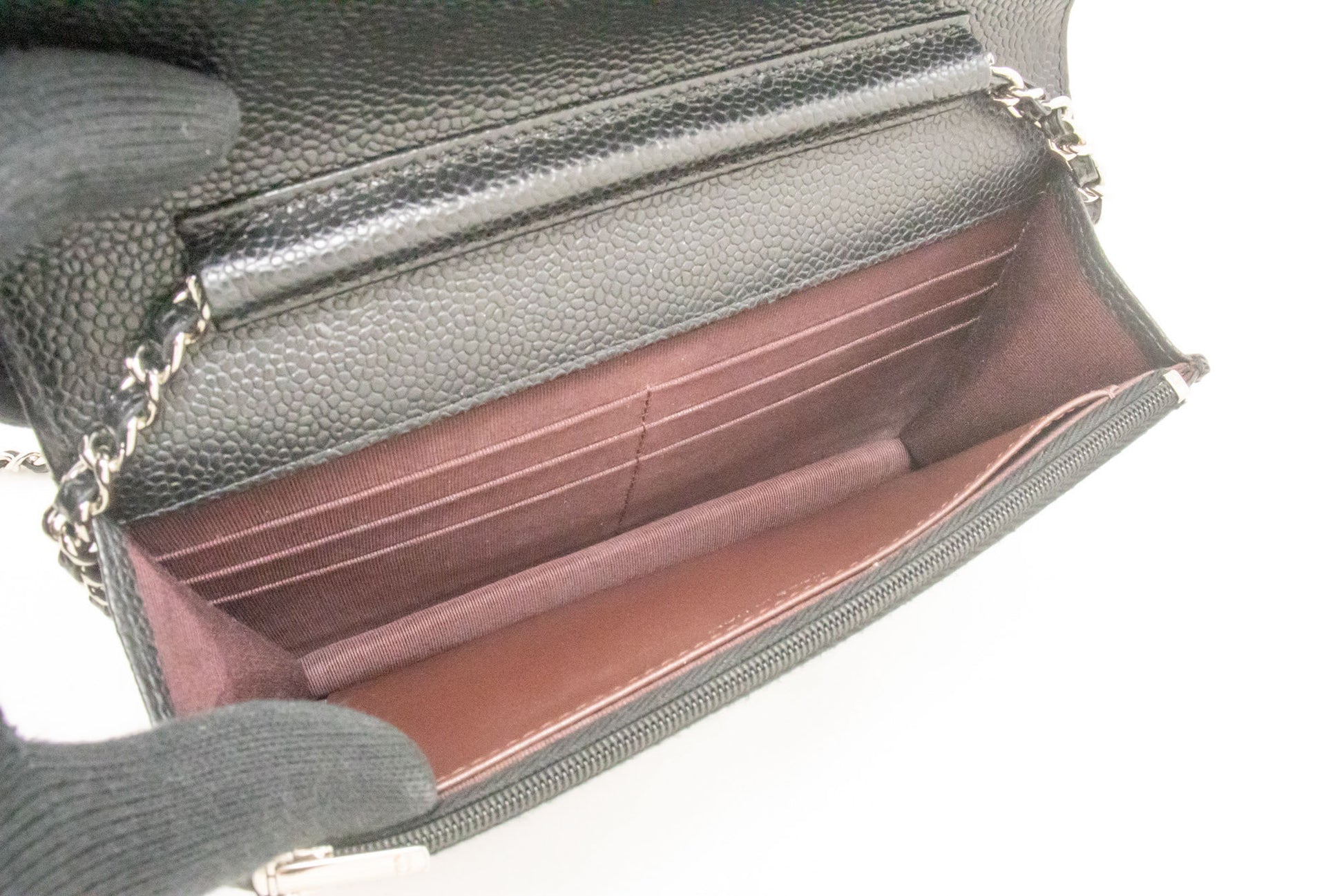 CHANEL Grained Calfskin Wallet On Chain WOC Black Shoulder Bag ag2 hannari-shop