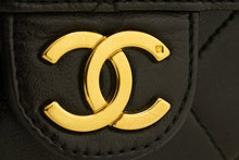 CHANEL Small Chain Shoulder Bag Clutch Black Quilted Flap Lambskin L81