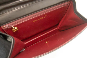CHANEL Τσάντα ώμου με μικρή αλυσίδα Clutch Μαύρο καπιτονέ πτερύγιο αρνί L81