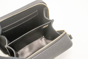 CHANEL Micro Caviar Grained Calfskin Chain Shoulder Bag Black Zip L82