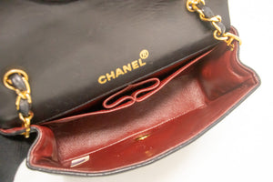 CHANEL Full Flap Chain Shoulder Bag Crossbody Black Lambskin L90