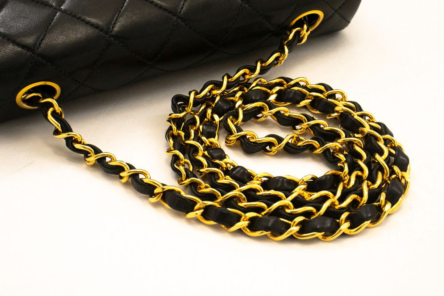 CHANEL Mini Square Small Chain Shoulder Bag Crossbody Black Lamb af9 hannari-shop
