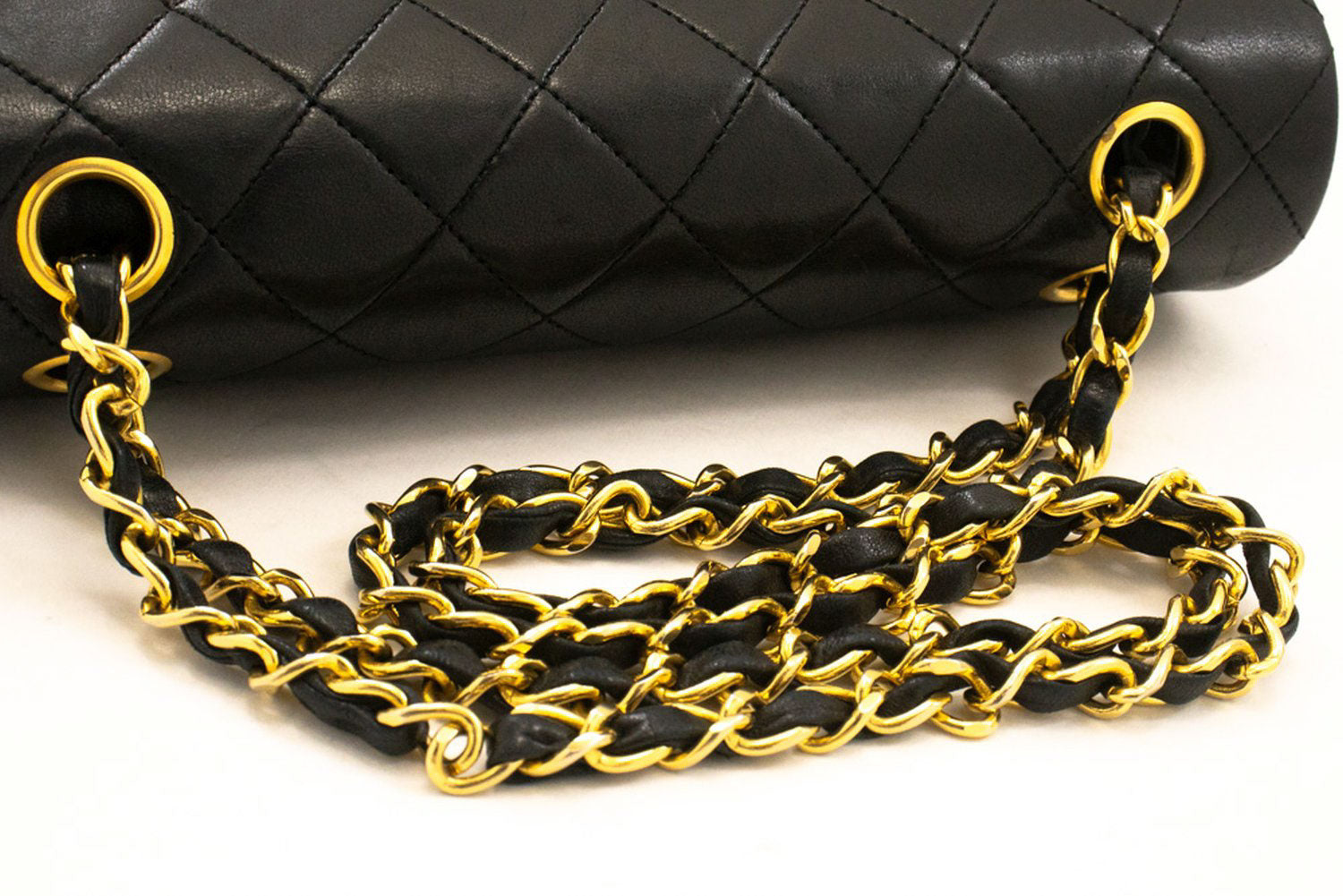 CHANEL Classic Double Flap 9" Chain Schoudertas Zwart Lamsleer ag6 hannari-shop