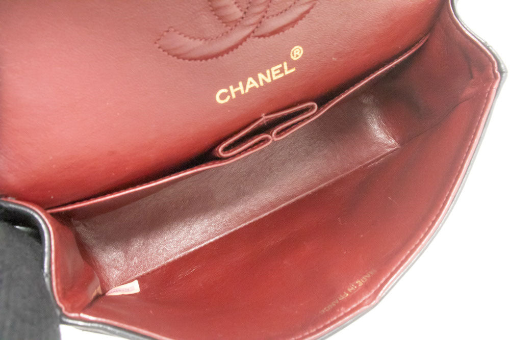 CHANEL Classic Double Flap 9" Chain Schoudertas Zwart Lamsleer ag6 hannari-shop