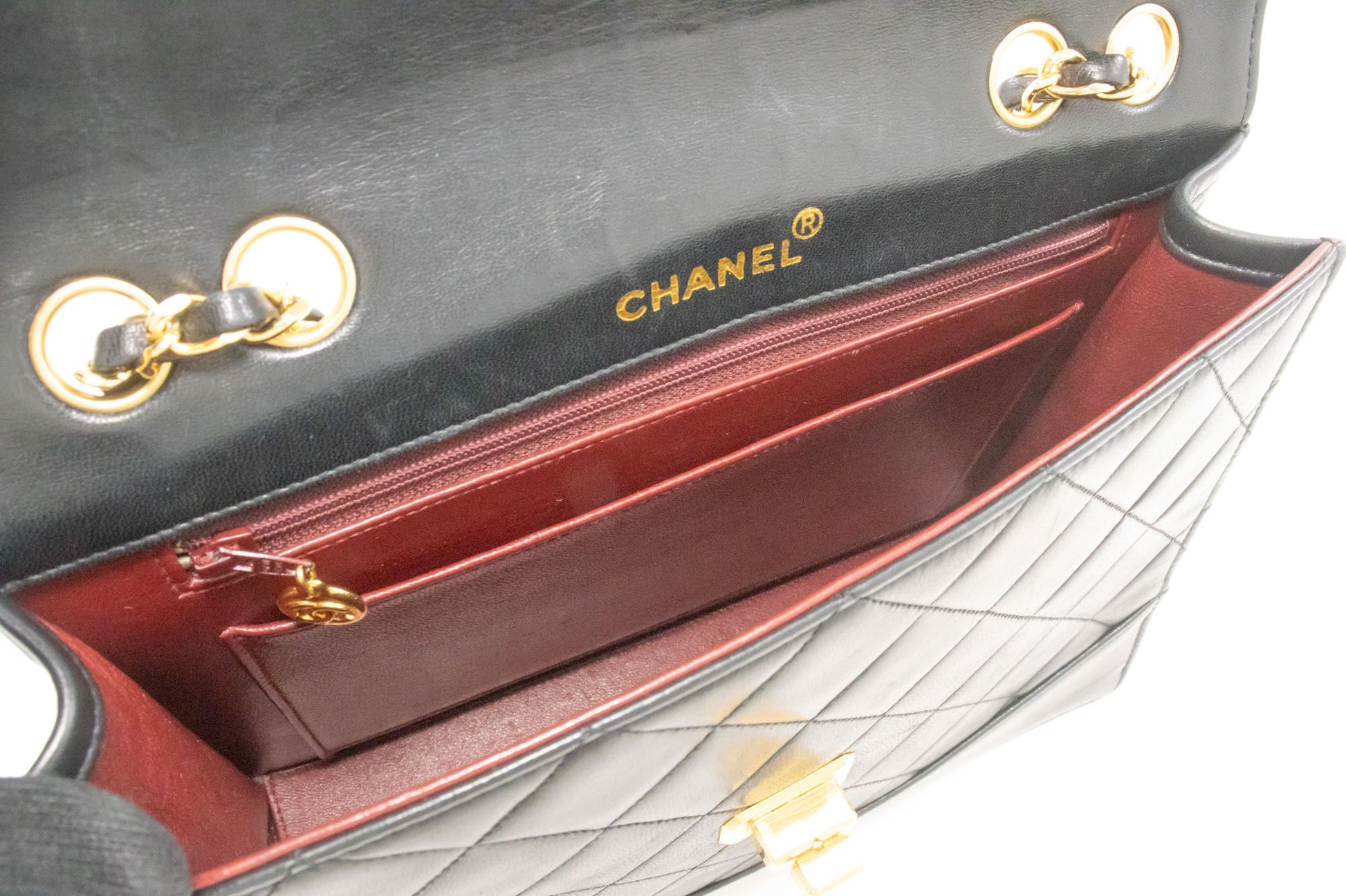 Sac bandoulière CHANEL Vintage Classic Chain à rabat unique en agneau matelassé ag8 hannari-shop