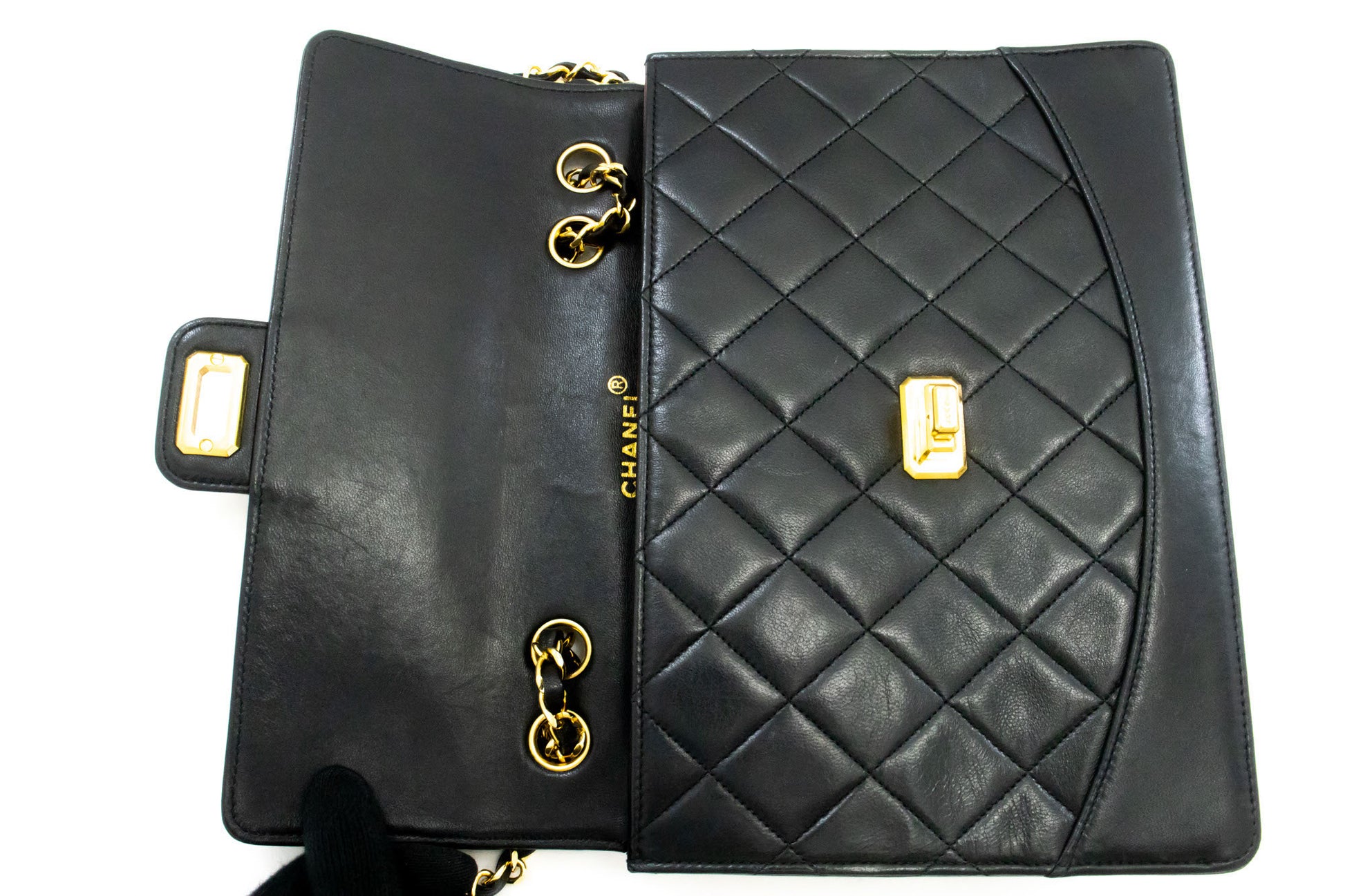 Sac bandoulière CHANEL Vintage Classic Chain à rabat unique en agneau matelassé ag8 hannari-shop