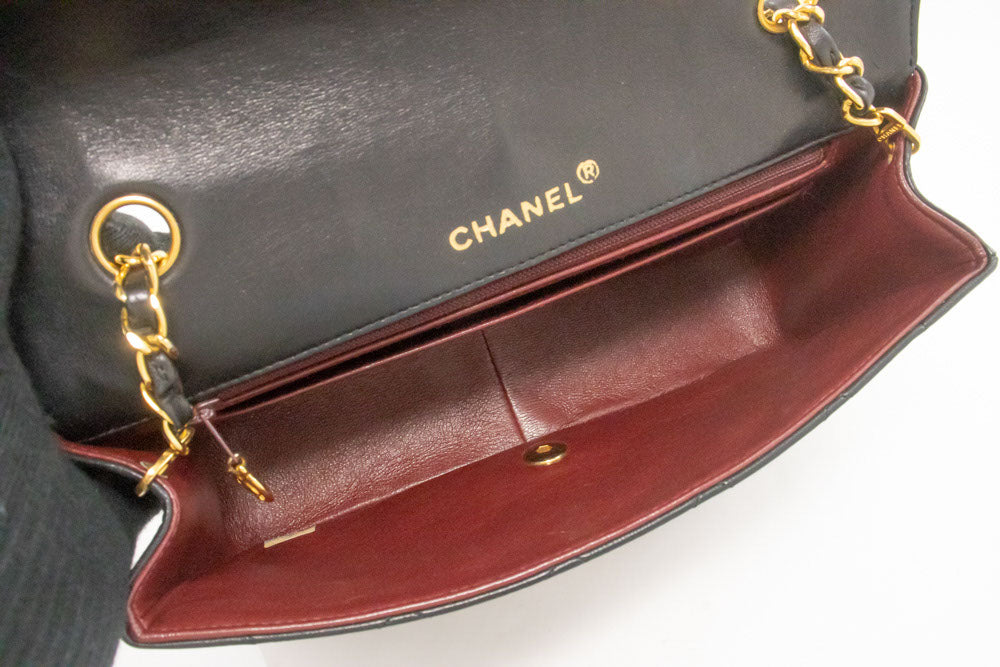 CHANEL Diana Flap Chain Schoudertas Zwart Gequilt Lamsschapenleer Portemonnee ah1 hannari-shop