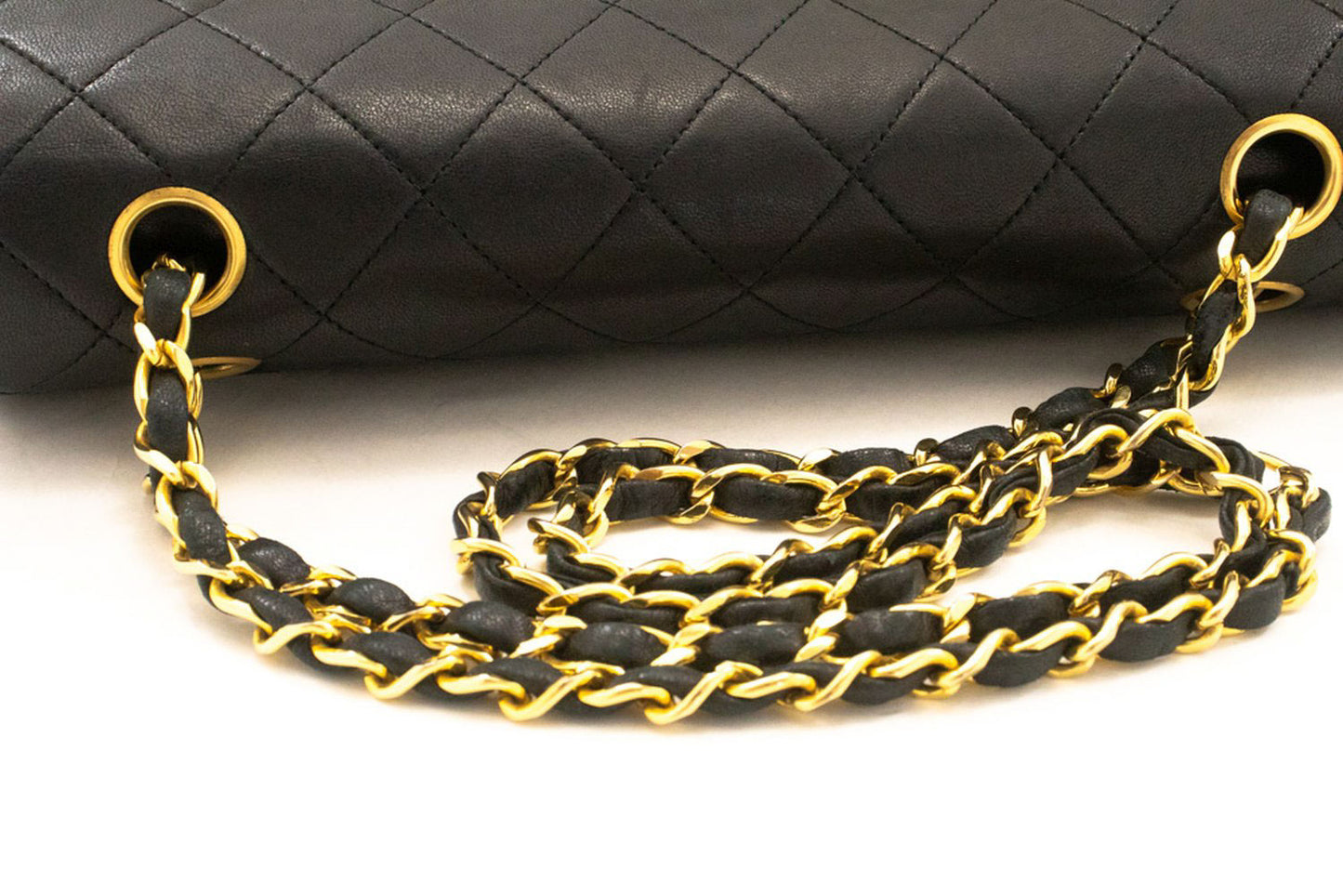 CHANEL Classic Double Flap Borsa a Spalla con Catena 10" in Pelle di Agnello Nera ag5 hannari-shop