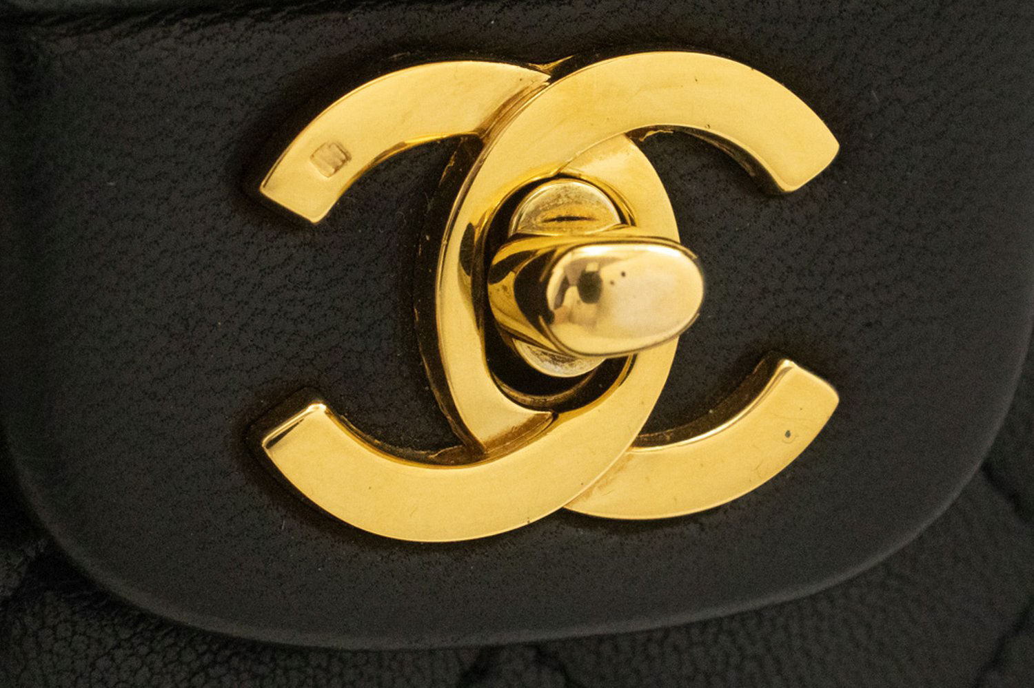 CHANEL Classic Double Flap 9" Schultertasche mit Kette, Schwarz, Lammleder p46 hannari-shop