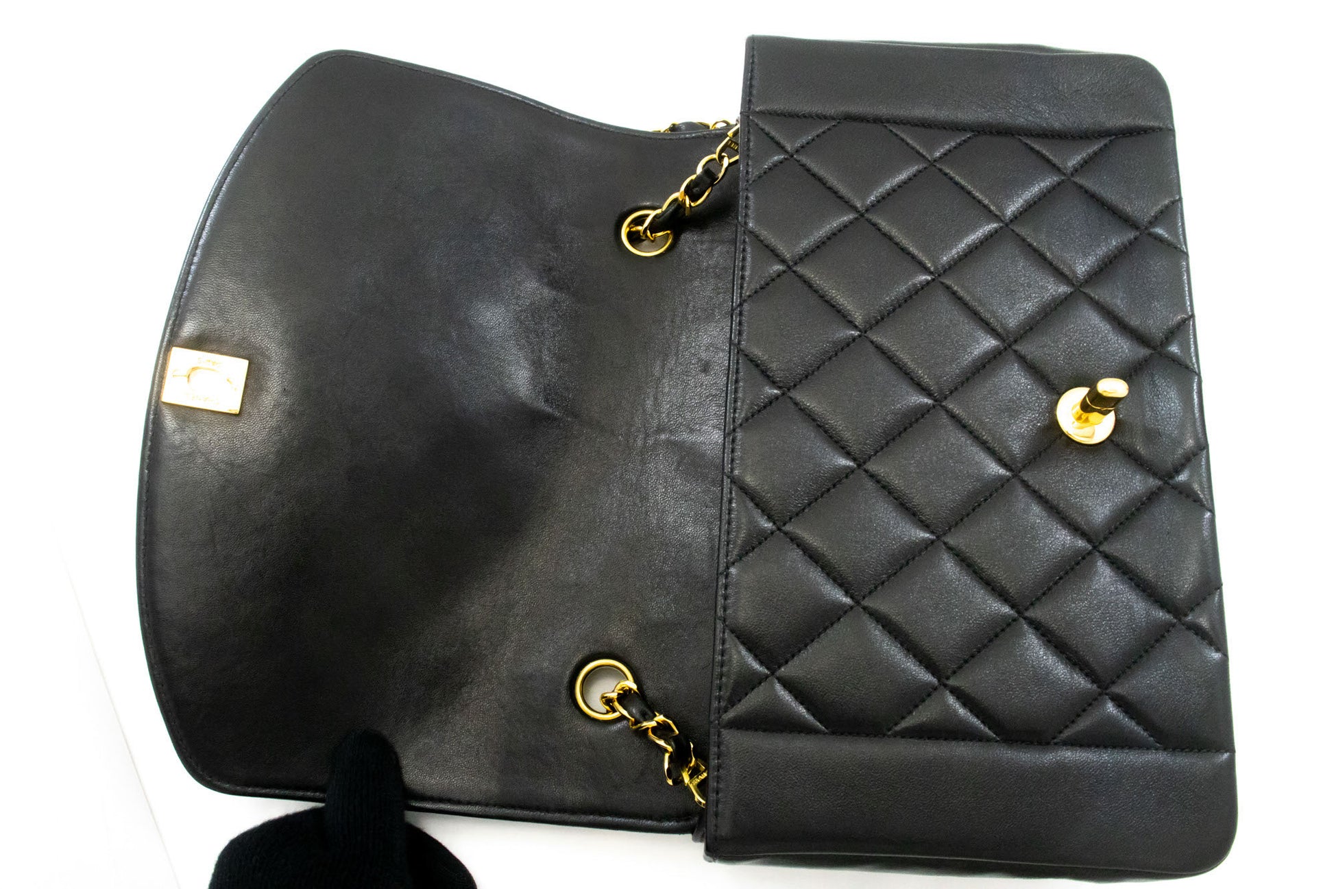 Sac à bandoulière matelassé CHANEL Diana Flap en agneau noir ah2 hannari-shop
