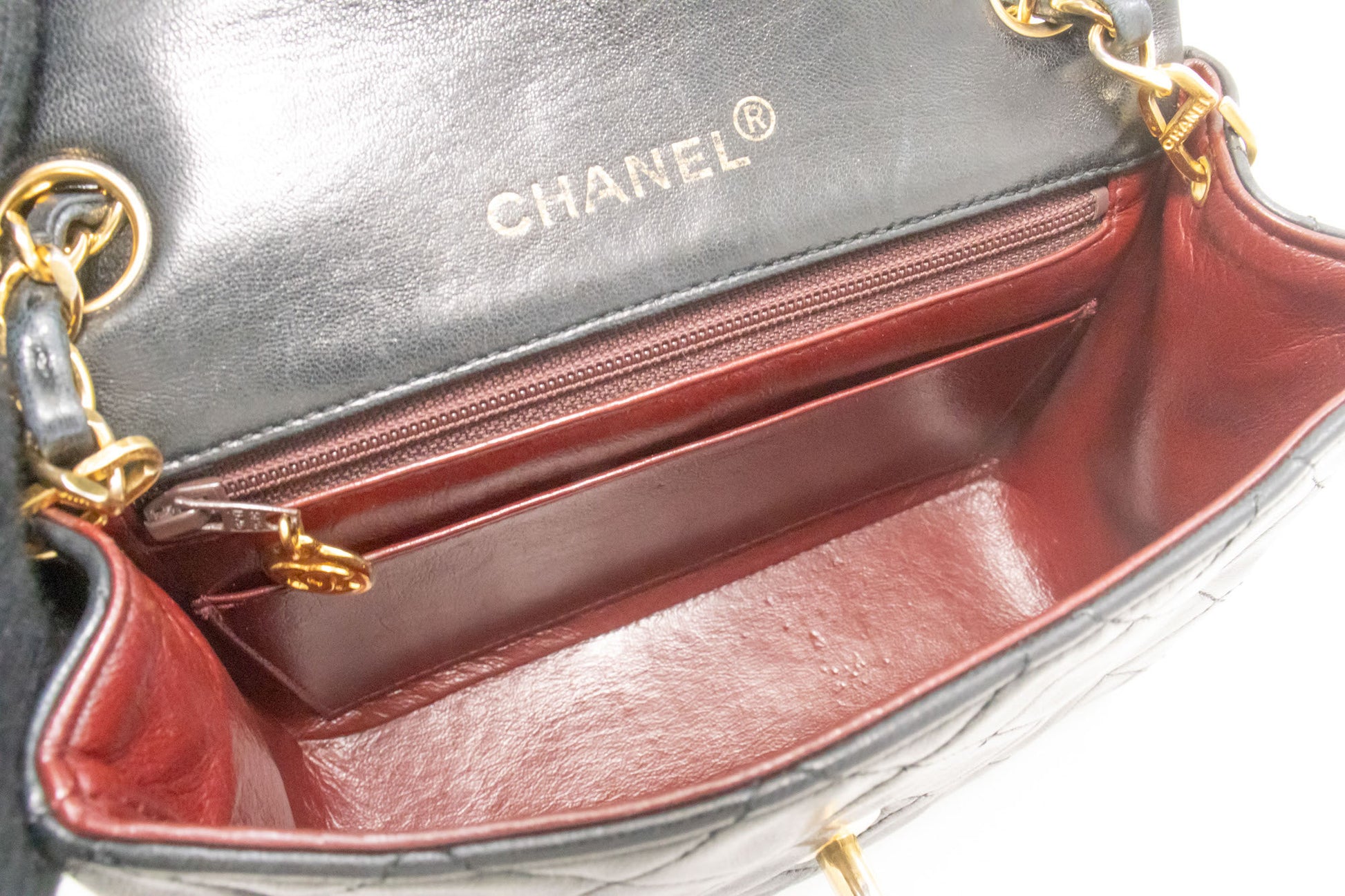 CHANEL Mini Square Borsa a Tracolla Piccola con Catena Nera in Agnello ag9 hannari-shop