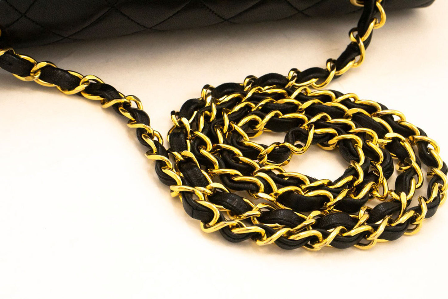 CHANEL Full Flap Chain Shoulder Bag Crossbody Black Quilted ah8 hannari-shop