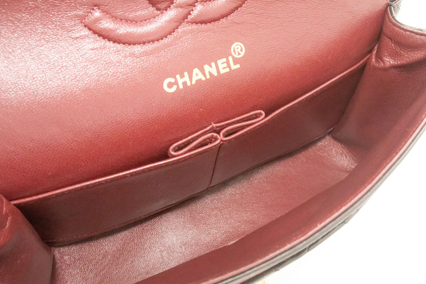 CHANEL Classic Double Flap 10" Chain Shoulder Bag Black Lambskin ak4 hannari-shop