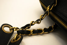 CHANEL Caviar Big Large Chain Shoulder Bag Black Leather Gold Zip d73