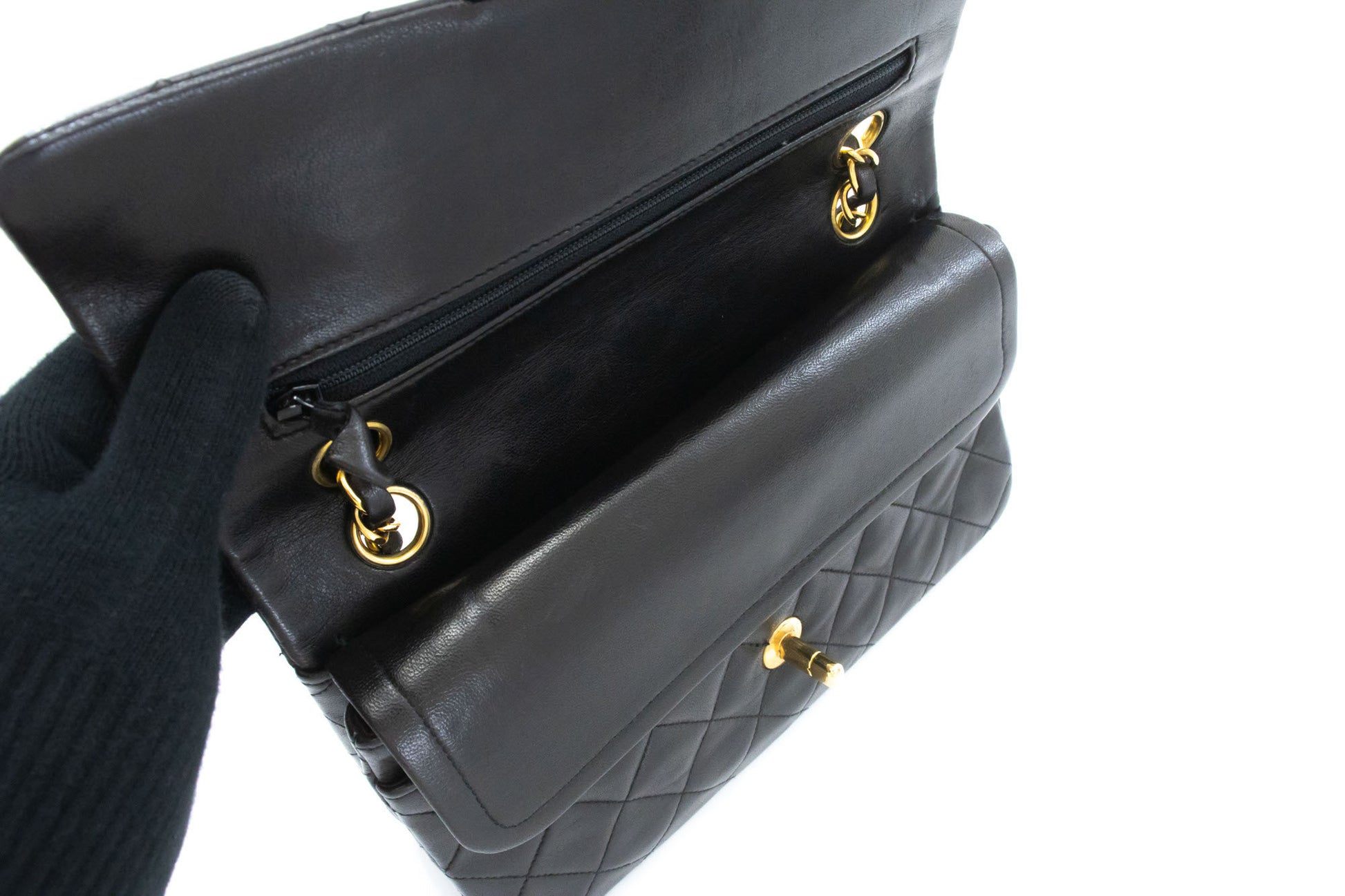 CHANEL Classic Double Flap 9" Chain Skuldertaske Sort Lammeskind ai7 hannari-shop
