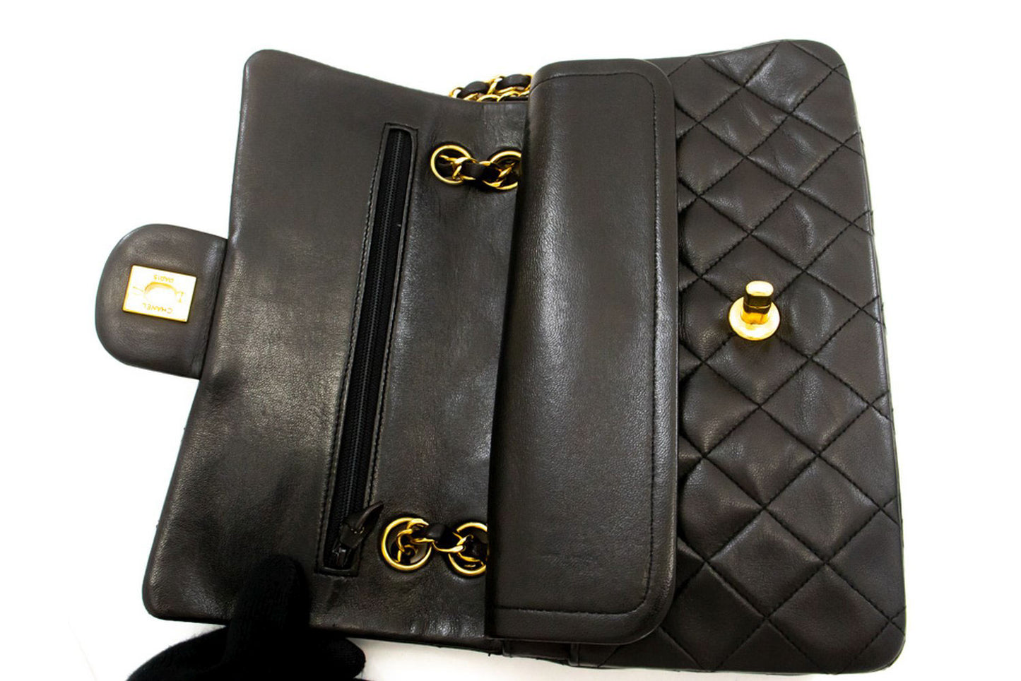 CHANEL Classic Double Flap 9" Chain Skuldertaske Sort Lammeskind ai7 hannari-shop