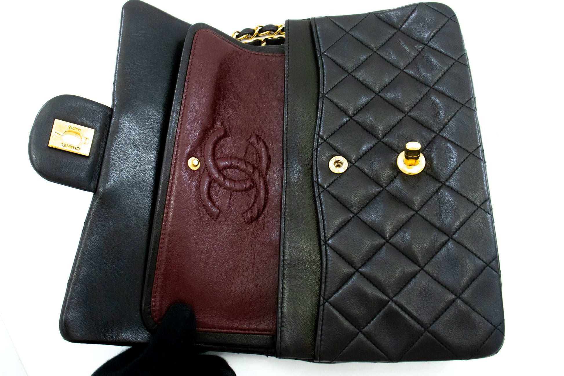 CHANEL Classic Double Flap 9" Chain Skuldertaske Sort Lammeskind ai7 hannari-shop