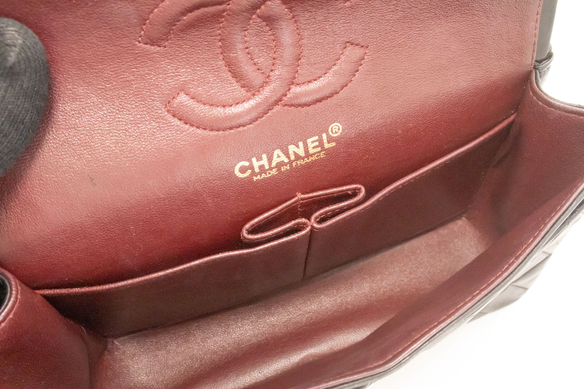 CHANEL Classic Double Flap 9" Chain Shoulder Bag Black Lambskin ai6 hannari-shop