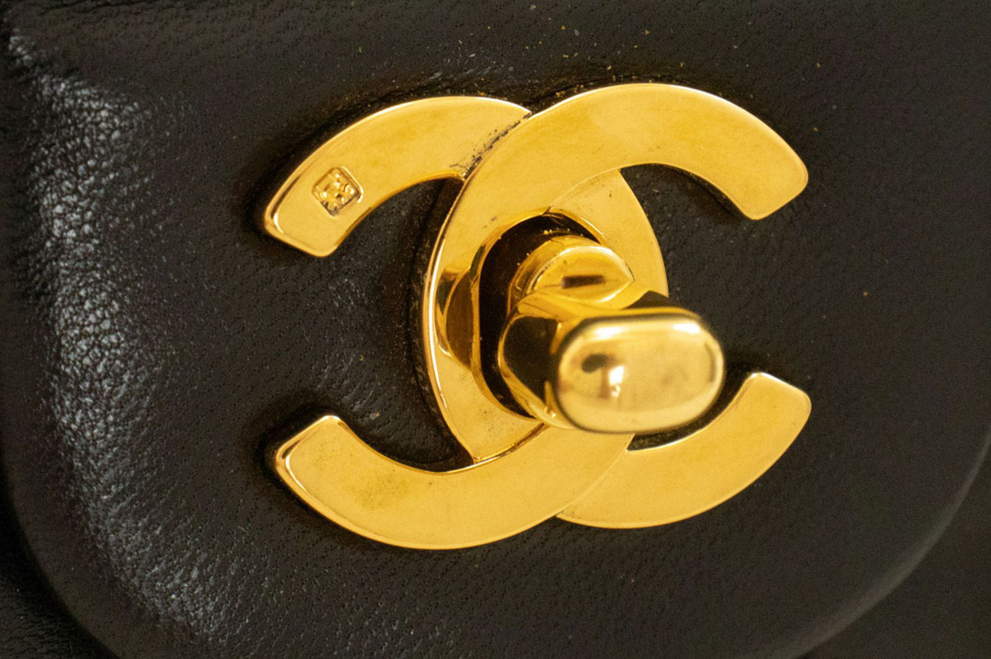 CHANEL Classic Double Flap 9" Chain Schultertasche Schwarz Lammleder ah3 hannari-shop