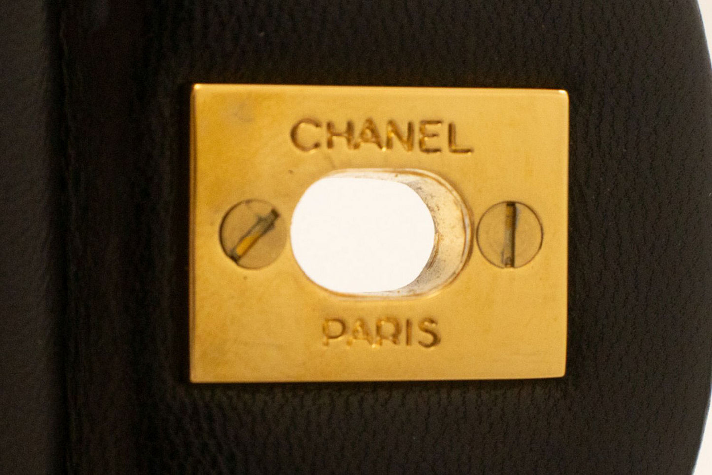 CHANEL Classic Double Flap 9" Chain Schultertasche Schwarz Lammleder ah3 hannari-shop