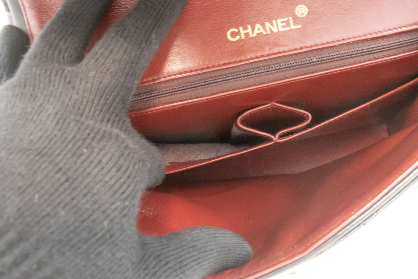 CHANEL Classic Double Flap Square Chain Schultertasche Schwarz Lamm ah5 hannari-shop