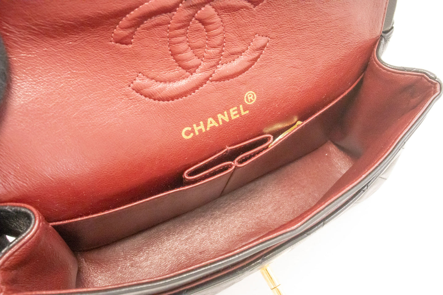 Borsa a spalla CHANEL Classic Double Flap 9" con catena in pelle di agnello nera aj4 hannari-shop