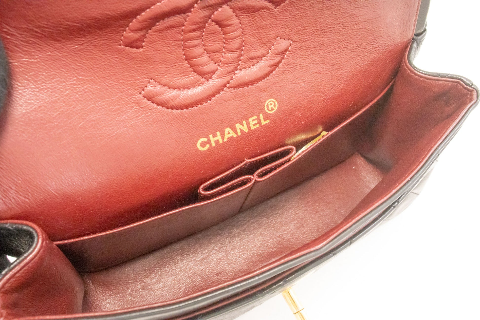 Borsa a spalla CHANEL Classic Double Flap 9" con catena in pelle di agnello nera aj4 hannari-shop