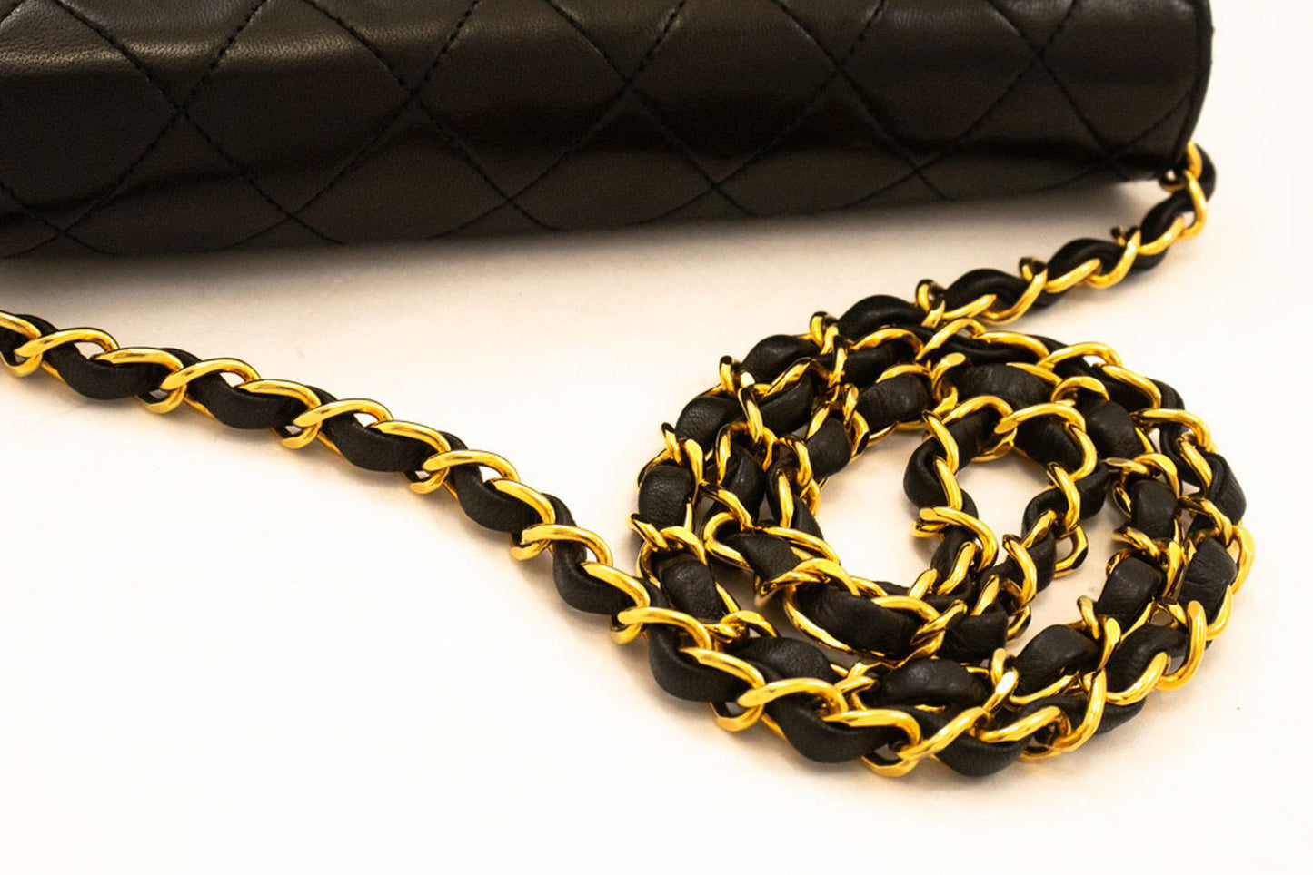 CHANEL Full Flap Small Chain Shoulder Bag Clutch Black Quilted aj1 hannari-shop
