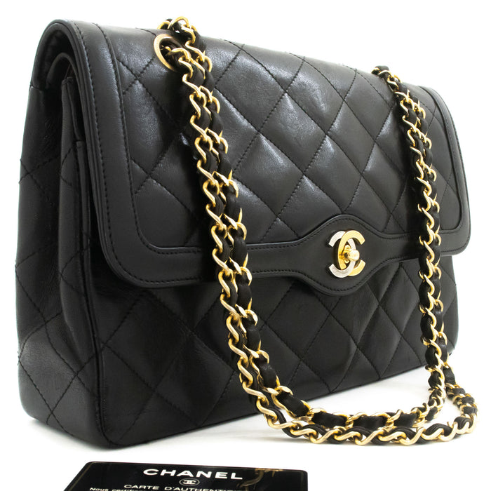 CHANEL Paris Limited Vintage Chain Shoulder Bag Black Quilted Flap ai9 hannari-shop
