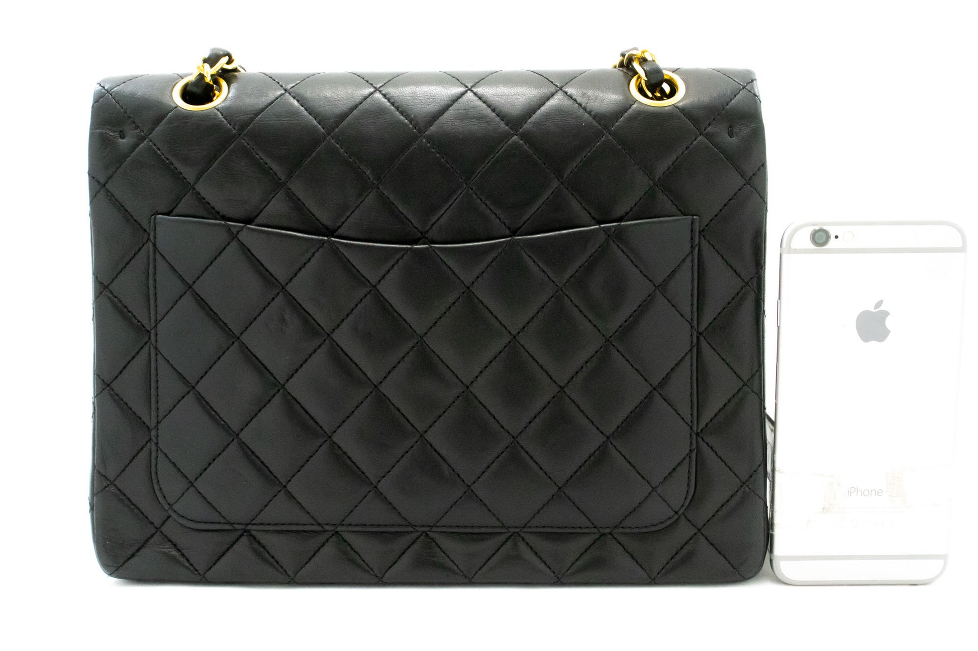 CHANEL Classic Double Flap Square Chain Schultertasche Schwarz Lamm ah5 hannari-shop