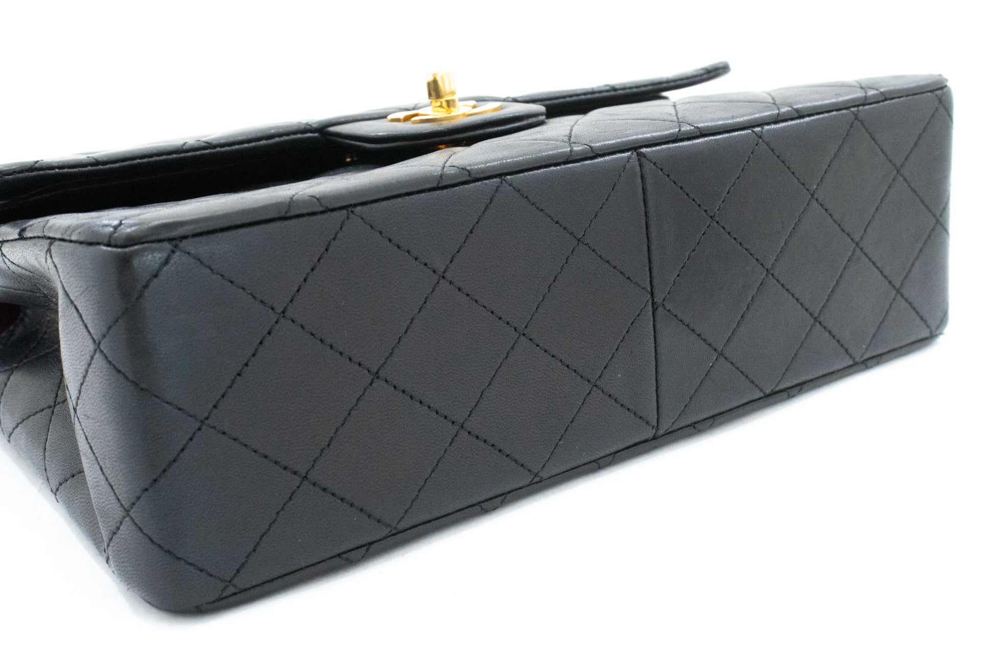 CHANEL Classic Double Flap Square Chain Schultertasche Schwarz Lamm ah5 hannari-shop