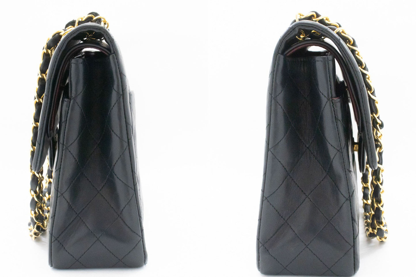 CHANEL Classic Double Flap Square Chain Schultertasche Schwarz Lamm ah5 hannari-shop