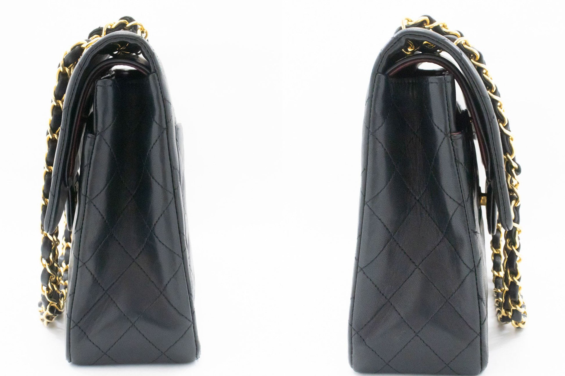 CHANEL Classic Double Flap Square Chain Schultertasche Schwarz Lamm ah5 hannari-shop