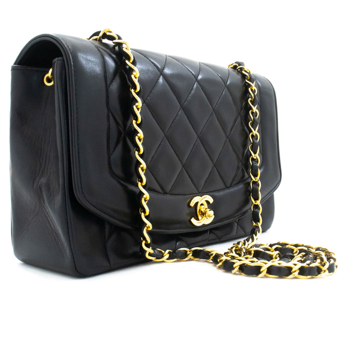 Sac à bandoulière CHANEL Diana Flap en cuir d'agneau matelassé noir ak2 hannari-shop