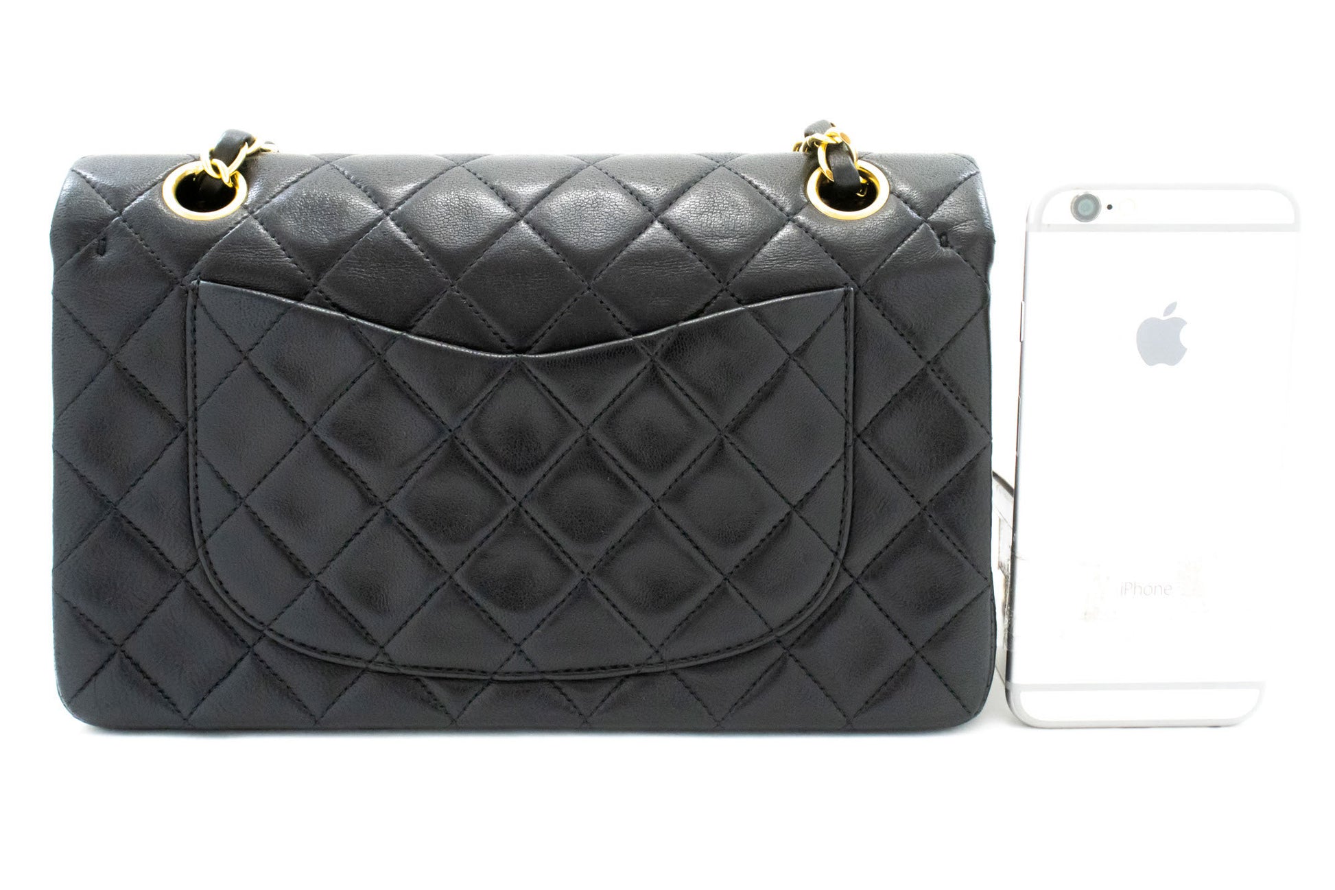 Borsa a spalla CHANEL Classic Double Flap 9" con catena in pelle di agnello nera aj4 hannari-shop