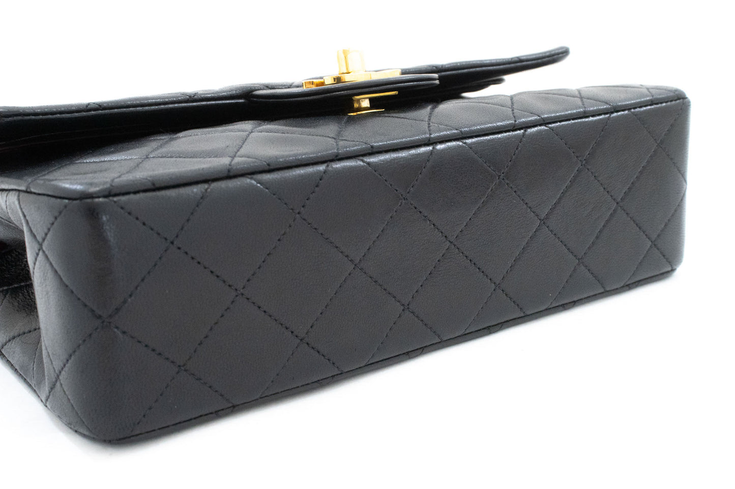 Borsa a spalla CHANEL Classic Double Flap 9" con catena in pelle di agnello nera aj4 hannari-shop