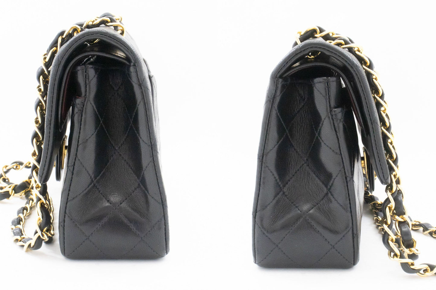 Borsa a spalla CHANEL Classic Double Flap 9" con catena in pelle di agnello nera aj4 hannari-shop