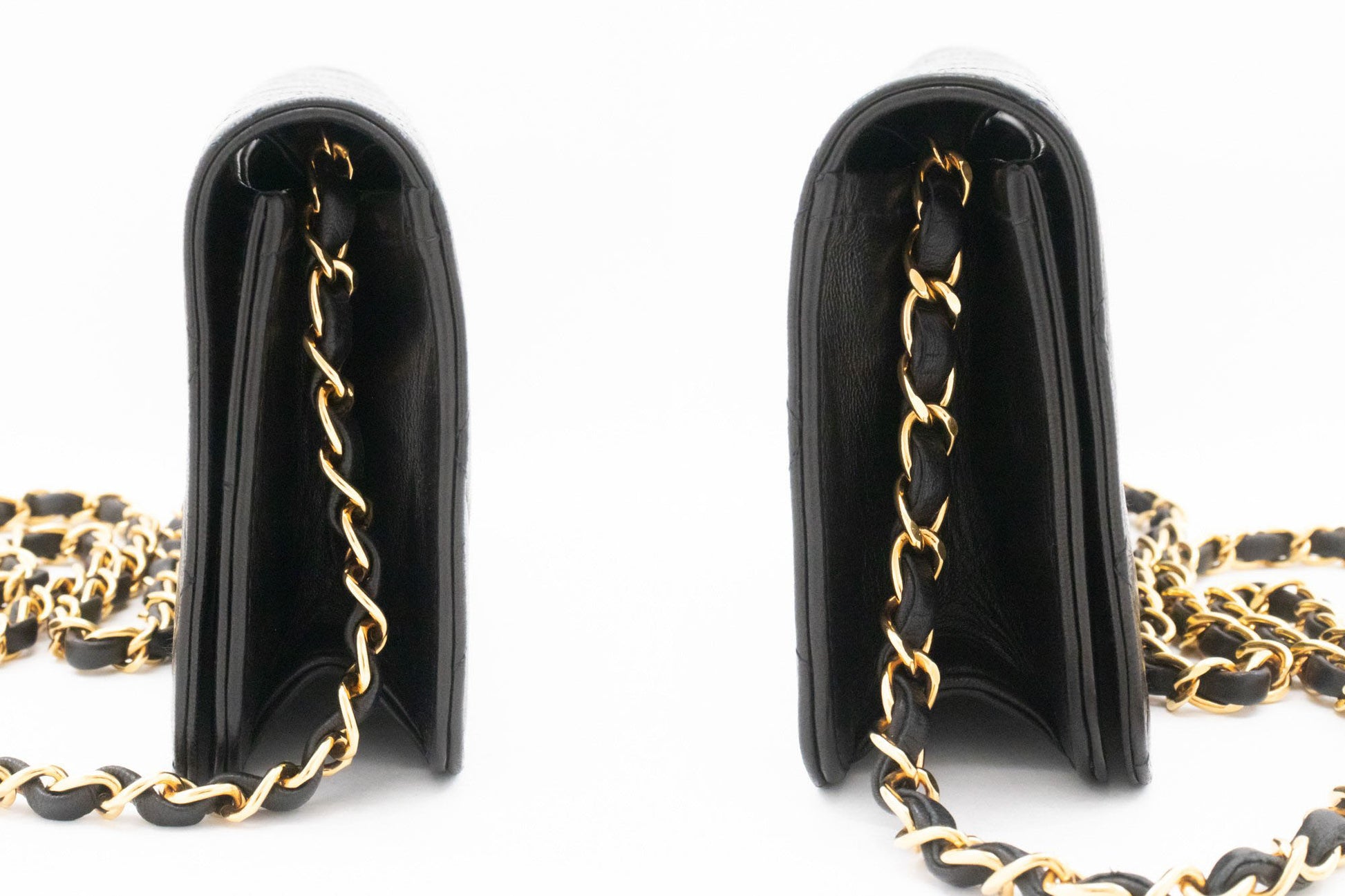 CHANEL Full Flap Small Chain Shoulder Bag Clutch Black Quilted aj1 hannari-shop
